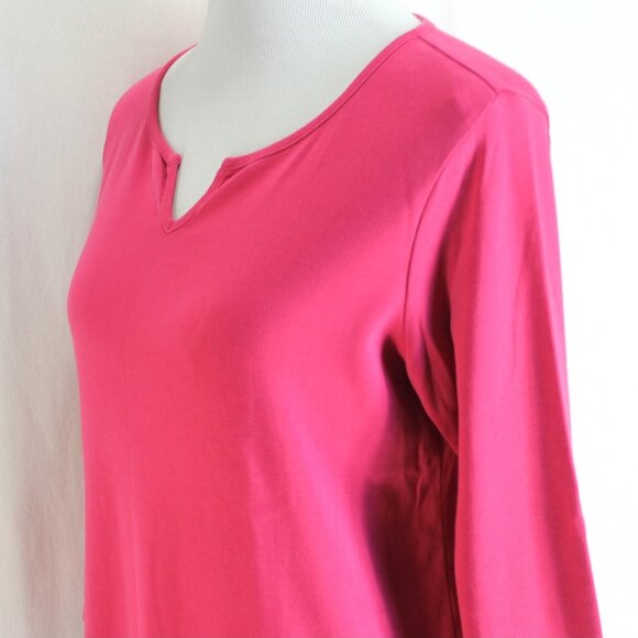 J Jill Perfet Pima 3/4 Sleeve Shirttail Tee Womens Size M Pink Cotton Knit Top - Picture 4 of 7